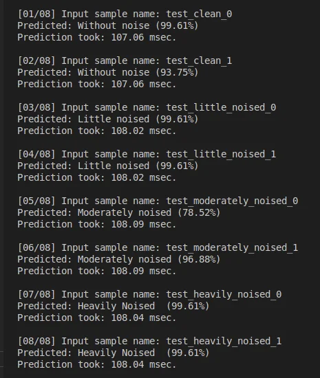 Live on-device inference output